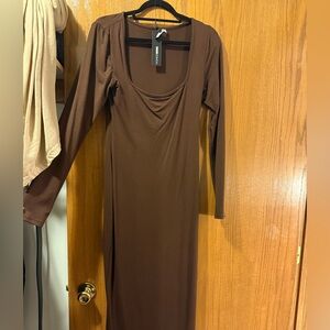Brown Long Sleeve Dress Fashion Nova